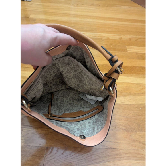 Simply Noelle Colorblock Hobo Bag Pink Tan NWT - Picture 7 of 13